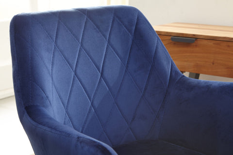 Rootz Swivel Chair - Desk Chair - Velvet Upholstery - Padded Armrests - 360° Rotation - Gold Frame - 80-97cm x 55cm x 55cm