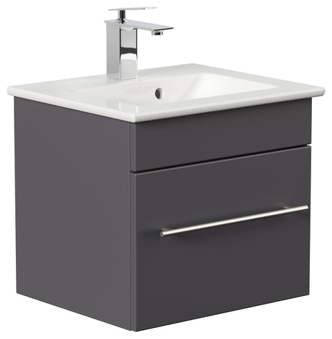Rootz Wash Stands & Vanity Units - Washbasin - Ceramic Washbasin - Drawer Unit - Soft-close Drawers - Bathroom Furniture - Light Oak- 50 x 42 x 43.5 cm