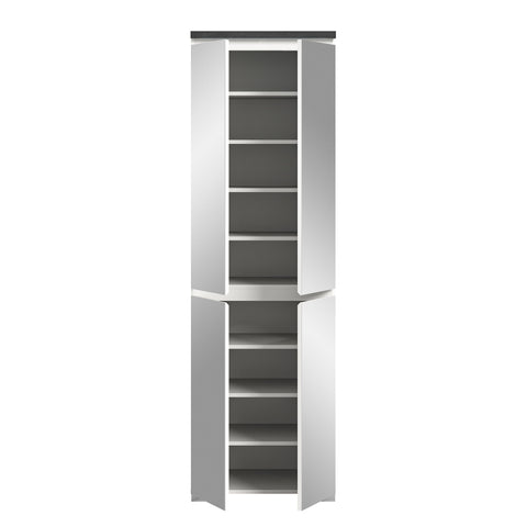 Rootz Shoe Cabinet - Wood Material - White - Offset Industrial Gray Nb - Shoe Storage with System - Approx. 60x194x40 cm