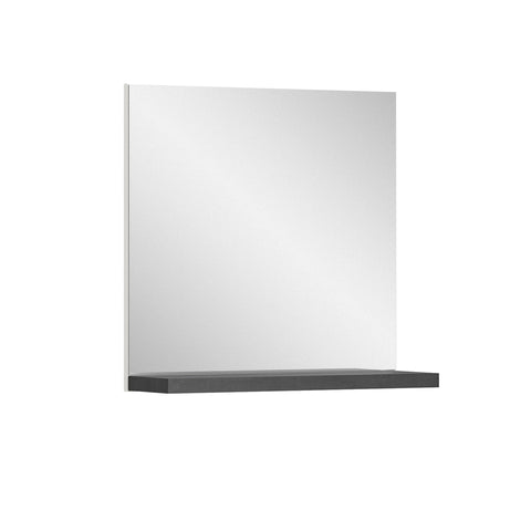 Rootz Wall Mirror and Shelf Set - Wood Material - White - Offset Industrial Gray Nb - Timeless Design - Approx. 60x59x18 cm