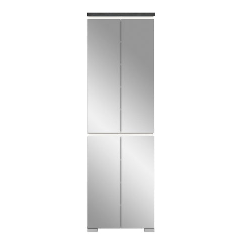 Rootz Shoe Cabinet - Wood Material - White - Offset Industrial Gray Nb - Shoe Storage with System - Approx. 60x194x40 cm