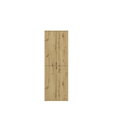 Rootz 3-Piece Wardrobe Combination - Front Artisan Oak Nb./Mirror Body White High Gloss - Generous Storage - 243cm x 193cm x 34cm
