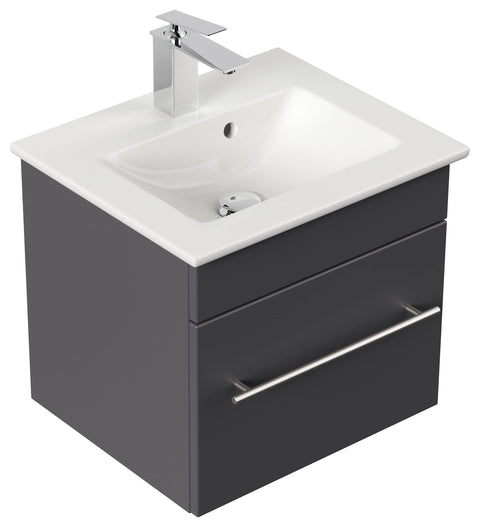 Rootz Wash Stands & Vanity Units - Washbasin - Ceramic Washbasin - Drawer Unit - Soft-close Drawers - Bathroom Furniture - Light Oak- 50 x 42 x 43.5 cm