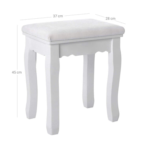 Rootz Upholstered Stool - Makeup Stool - Vanity Seat - Solid Wood Legs - MDF Seat - 45cm x 37cm x 28cm