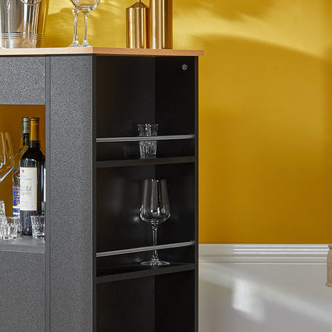 Rootz Kitchen Trolley - Sideboard - Serving Trolley - Kitchen Island - Mobile Storage Unit with Towel Holder - 82cm x 88cm x 46cm