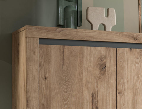 Rootz Nox Oak Nb Chest of Drawers - Storage Cabinet - Organizer - Wood Look - 81cm x 105cm x 37cm