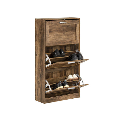 Rootz Shoe Cabinet with 3 Flaps - Shoe Tipper - Shoe Dresser - Space-Saving Design - Wall Secure Tilt Lock - Versatile Storage - 60cm x 115cm x 23cm