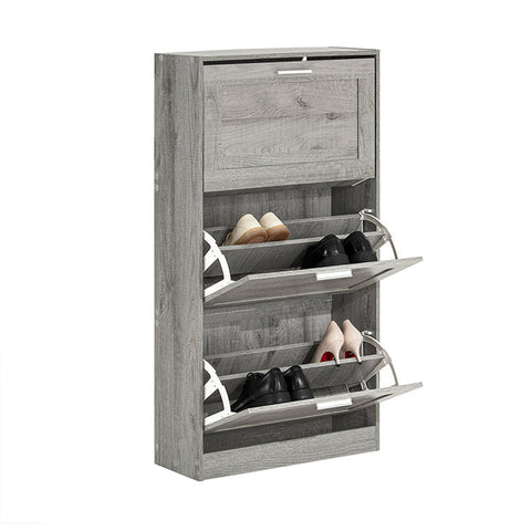 Rootz Modern Shoe Cabinet - Shoe Tipper - Shoe Dresser - Space-Saving Design - Wall Secure Tilt Lock - Ideal for Entryways - 60cm x 115cm x 23cm