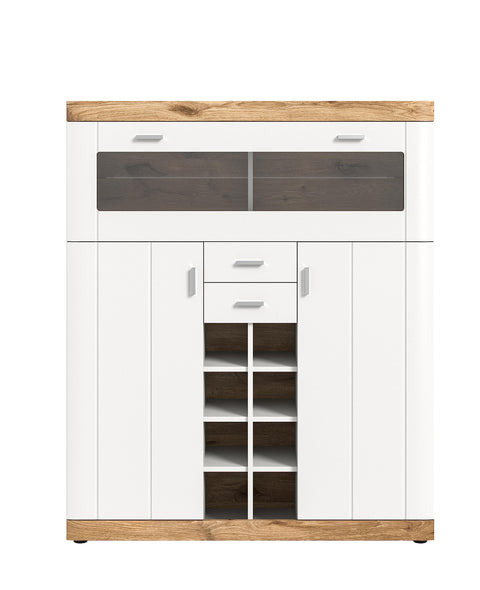 Rootz Bar Cabinet - Liquor Cabinet - Wooden Bar Storage - White Matt - Spacious - 110cm x 40cm x 120cm