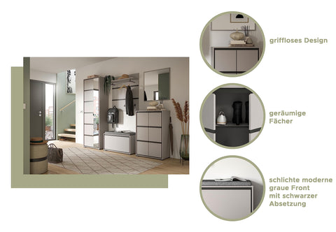 Rootz Wooden Wardrobe - Gray Entryway Furniture - Storage Bench - Sustainable design - 85cm x 45cm x 37cm, FSC Certified