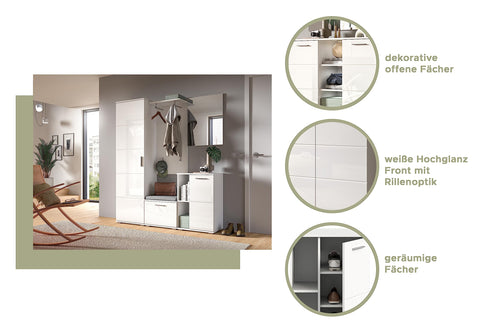 Rootz Prego Wardrobe Mirror Set - White Mirror - Large Mirror Surface - Timeless Design - 55cm x 72cm x 2cm