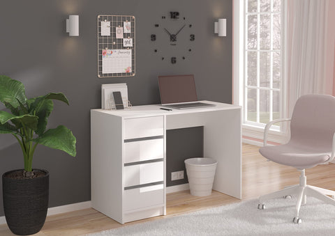 Rootz Emma Dressing Table Desk - Cosmetic Table - White Vanity - 110cm x 75cm x 48cm - 4 Drawers - Timeless Design - Sustainable FSC Certified Wood