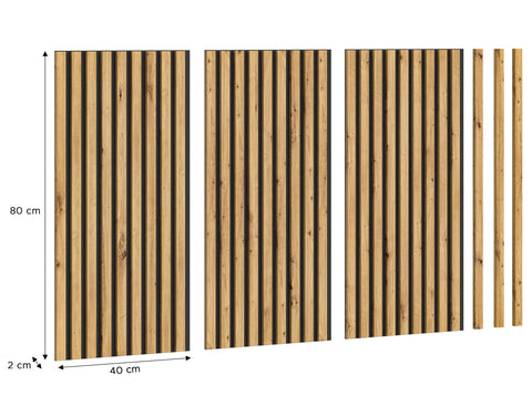Rootz Acoustic Panel - Wood Wall Panels - Brown Finish - 40cm x 80cm - Sustainable FSC Certified - Set of 3 - Artisan Oak Nb. - Space-saving Storage