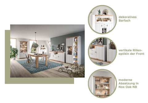 Rootz Bar Cabinet - Liquor Cabinet - Wooden Bar Storage - White Matt - Spacious - 110cm x 40cm x 120cm