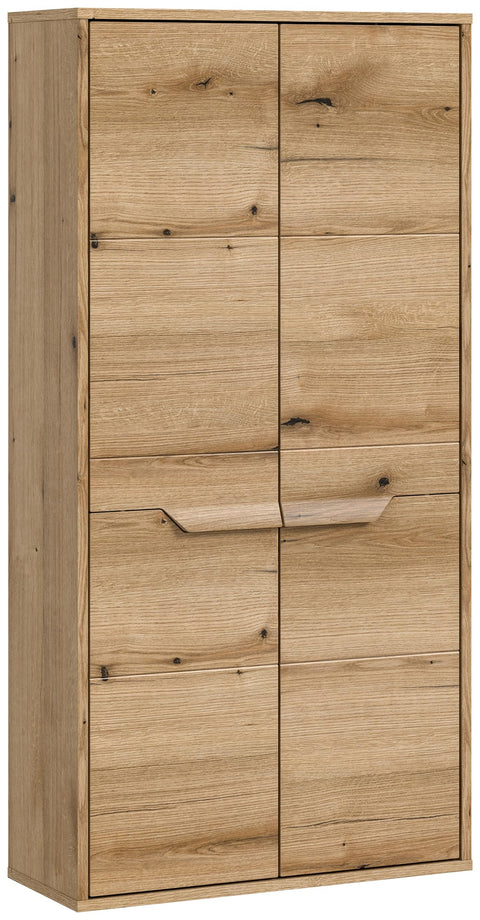 Rootz Evoke Oak Midi Cabinet - Wooden Storage Unit - Bathroom Organizer - FSC-Certified Wood - 64cm x 132cm x 32cm