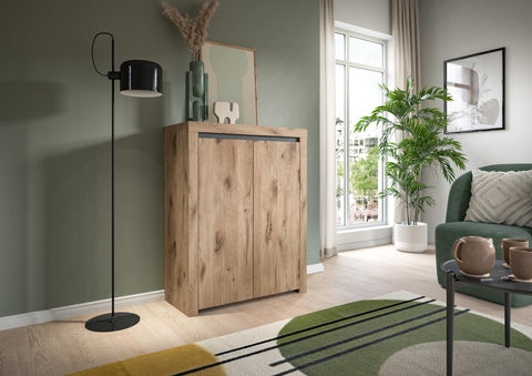 Rootz Nox Oak Nb Chest of Drawers - Storage Cabinet - Organizer - Wood Look - 81cm x 105cm x 37cm