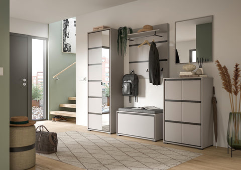Rootz Wooden Wardrobe - Gray Entryway Furniture - Storage Bench - Sustainable design - 85cm x 45cm x 37cm, FSC Certified