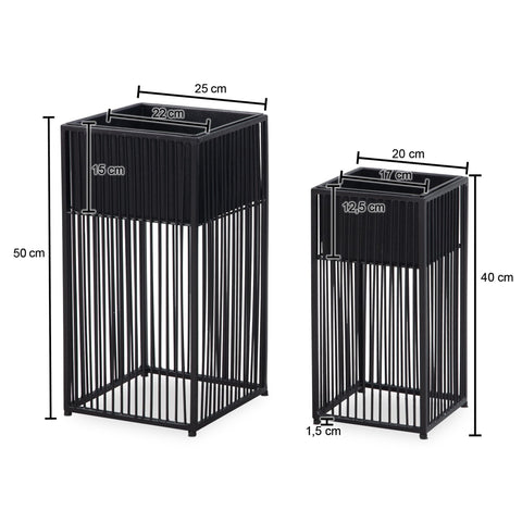 Rootz 2 Piece Set Plant Pots - Flower Pots - Modern Design - Elegance & Functionality - Handcrafted - Powder-Coated Iron - 25cm x 50cm x 25cm