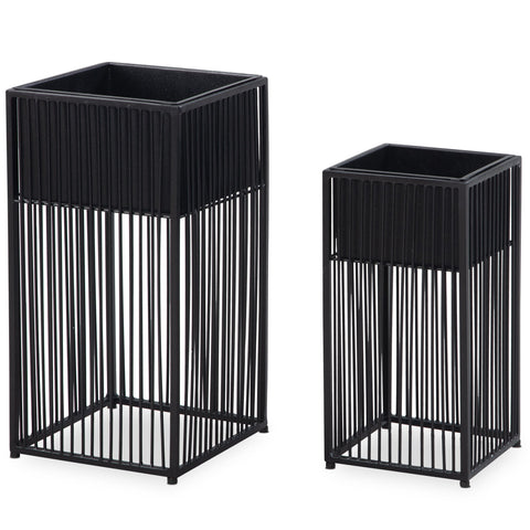 Rootz 2 Piece Set Plant Pots - Flower Pots - Modern Design - Elegance & Functionality - Handcrafted - Powder-Coated Iron - 25cm x 50cm x 25cm