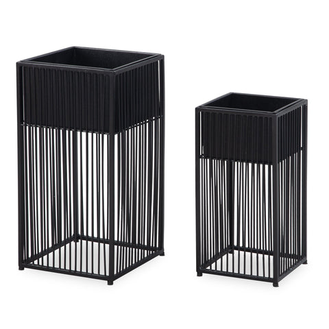 Rootz 2 Piece Set Plant Pots - Flower Pots - Modern Design - Elegance & Functionality - Handcrafted - Powder-Coated Iron - 25cm x 50cm x 25cm