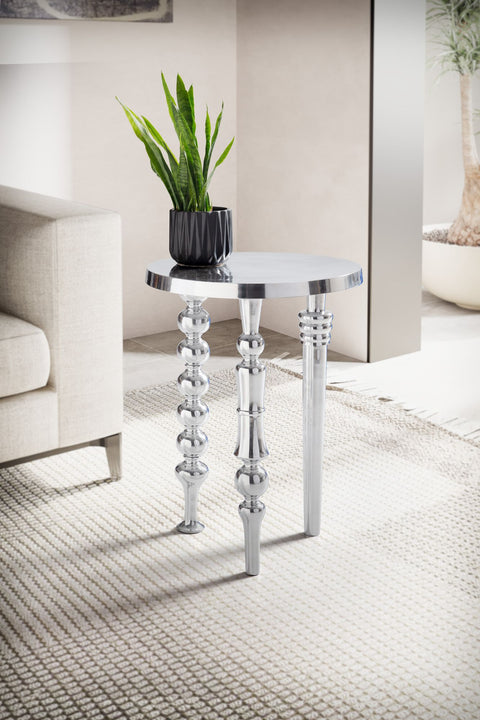 Rootz Modern Design Side Table - Round Table - Handcrafted Table - Glossy Surface - Aluminum Material - 44cm x 44cm x 63cm