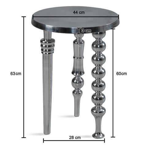 Rootz Modern Design Side Table - Round Table - Handcrafted Table - Glossy Surface - Aluminum Material - 44cm x 44cm x 63cm