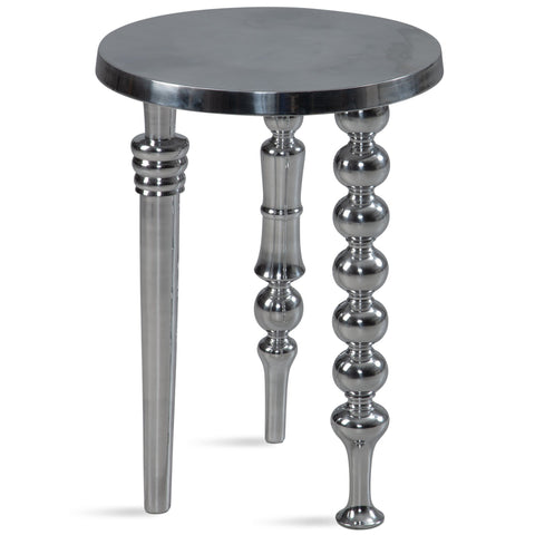 Rootz Modern Design Side Table - Round Table - Handcrafted Table - Glossy Surface - Aluminum Material - 44cm x 44cm x 63cm
