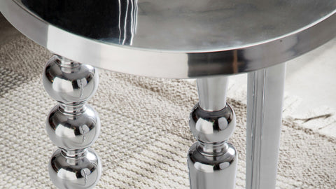 Rootz Modern Design Side Table - Round Table - Handcrafted Table - Glossy Surface - Aluminum Material - 44cm x 44cm x 63cm