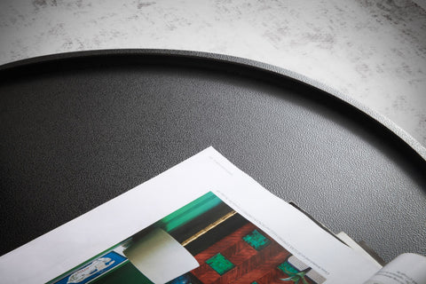 Rootz Modern Design Coffee Table - Round Table - Mushroom Shape - Handcrafted - Anti-Slip Nubs - Height-Adjustable Knobs - Powder-Coated Iron - 60cm x 60cm x 30cm - Black