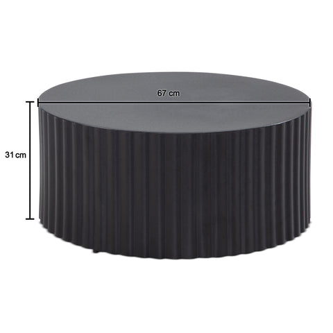 Rootz Modern Design Coffee Table - Round Table - Elegant Slatted Look - Handcrafted - Anti-Slip Nubs - Powder-Coated Iron - 67cm x 67cm x 31cm