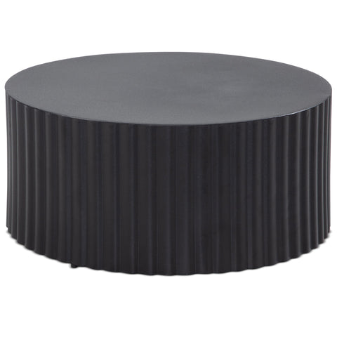 Rootz Modern Design Coffee Table - Round Table - Elegant Slatted Look - Handcrafted - Anti-Slip Nubs - Powder-Coated Iron - 67cm x 67cm x 31cm