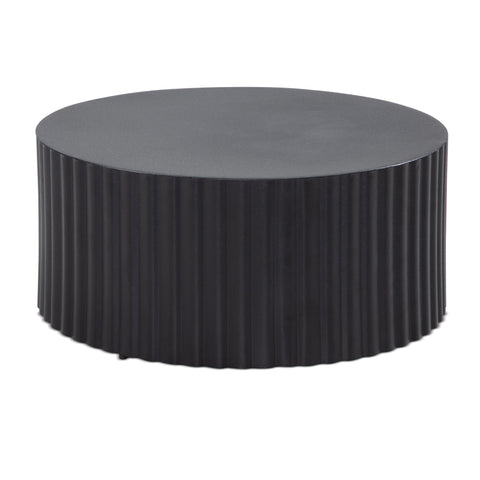 Rootz Modern Design Coffee Table - Round Table - Elegant Slatted Look - Handcrafted - Anti-Slip Nubs - Powder-Coated Iron - 67cm x 67cm x 31cm