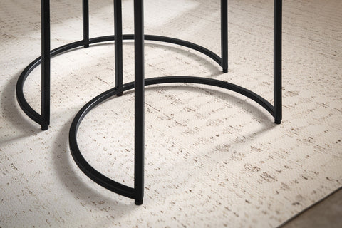 Rootz 3 Piece Set Side Tables - Modern Design - Nesting Tables - Gold and Black - Handcrafted - Space Saving - 45cm x 45cm x 55cm, 38cm x 38cm x 50cm, 30cm x 30cm x 45cm