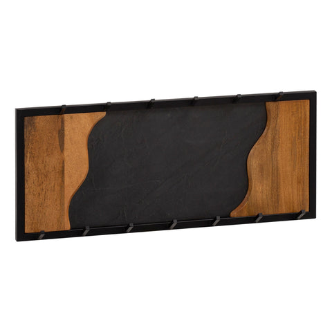 Rootz Modern Design Coat Rack - Wall Mounted Coat Hanger - Robust Hooks - Wood Grain and Stone Look - 80cm x 36cm x 6cm - Handmade - Mango Wood - Black Metal Frame - Unique Design - Easy Assembly