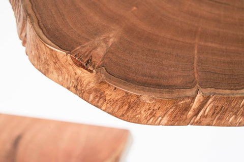 Rootz Natural Edge Wall Shelves Set - Floating Shelves - Solid Acacia Wood - Handmade - Unique Design - Three Storage Areas - Warm Light Brown - 49.5cm x 4.5cm x 26cm / 48cm x 4.5cm x 25.5cm / 44cm x 4.5cm x 21cm