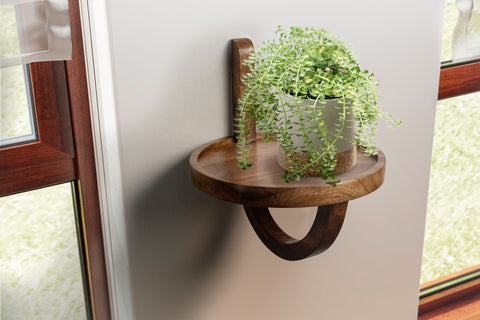 Rootz Modern Design Wall Shelf - Floating Shelf - Handmade - Natural Wood Grain - Storage Space for Plants and Decor - 30cm x 33cm x 30cm