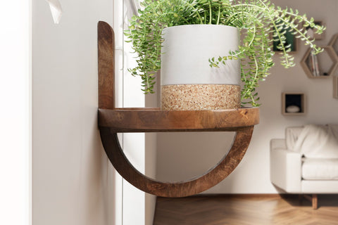 Rootz Modern Design Wall Shelf - Floating Shelf - Handmade - Natural Wood Grain - Storage Space for Plants and Decor - 30cm x 33cm x 30cm