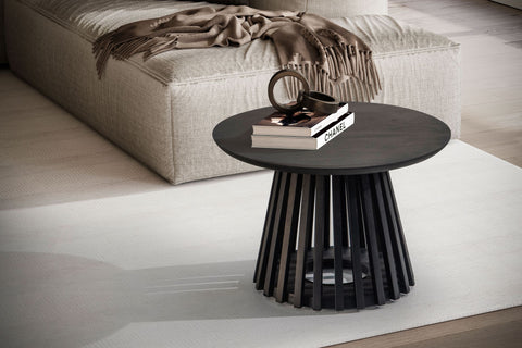 Rootz Modern Design Coffee Table - Round Table - Living Room Table - Handmade - Mango Wood - Protective Varnish - 60cm x 60cm x 41cm
