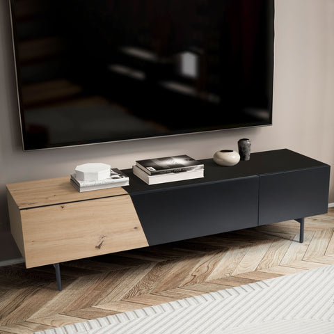Rootz Modern Design TV Base Cabinet - Lowboard - Oak Decor - Rectangular Storage - Spacious Shelf - 150cm x 40cm x 40cm