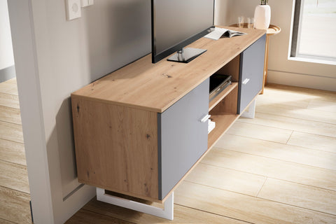 Rootz Lowboard 150cm TV Cabinet - Entertainment Unit - Media Console - Modern Design - Spacious Storage - Durable Build - 150cm x 40cm x 55cm