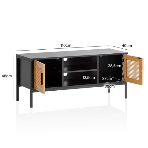Rootz Lowboard TV Cabinet - 110cm TV Stand - Media Console - Viennese Braid Design - Spacious Storage - Cable Management - Durable Build - 110cm x 40cm x 48cm