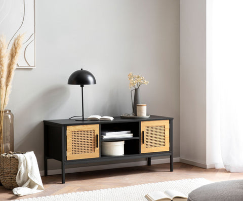 Rootz Lowboard TV Cabinet - 110cm TV Stand - Media Console - Viennese Braid Design - Spacious Storage - Cable Management - Durable Build - 110cm x 40cm x 48cm