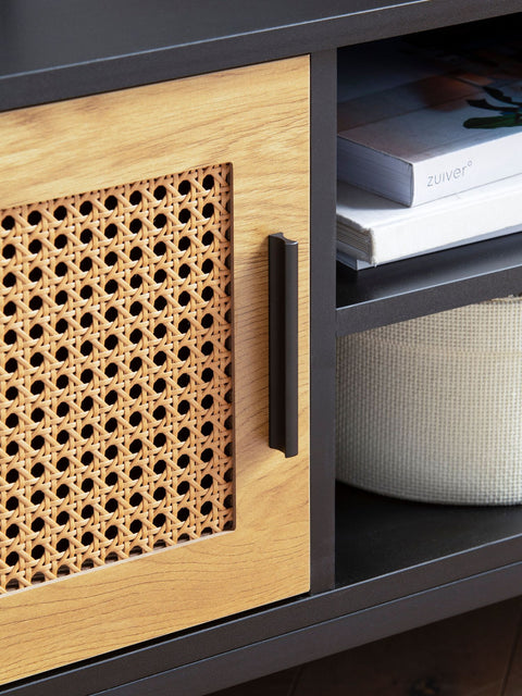 Rootz Lowboard TV Cabinet - 110cm TV Stand - Media Console - Viennese Braid Design - Spacious Storage - Cable Management - Durable Build - 110cm x 40cm x 48cm