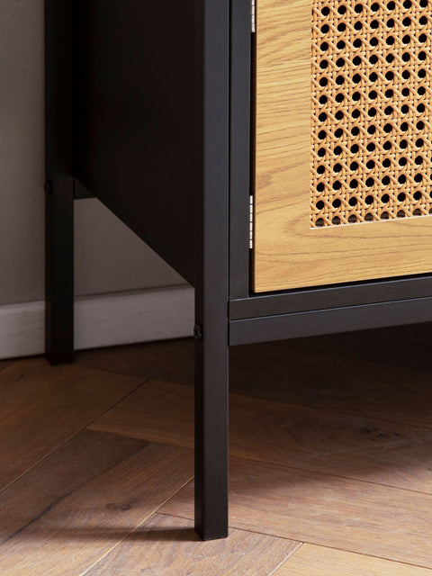 Rootz Lowboard TV Cabinet - 110cm TV Stand - Media Console - Viennese Braid Design - Spacious Storage - Cable Management - Durable Build - 110cm x 40cm x 48cm