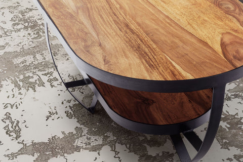 Rootz Stylish Oval Coffee Table - Modern Design - Wooden Table - Extra Storage - 100cm x 50cm x 37.5cm
