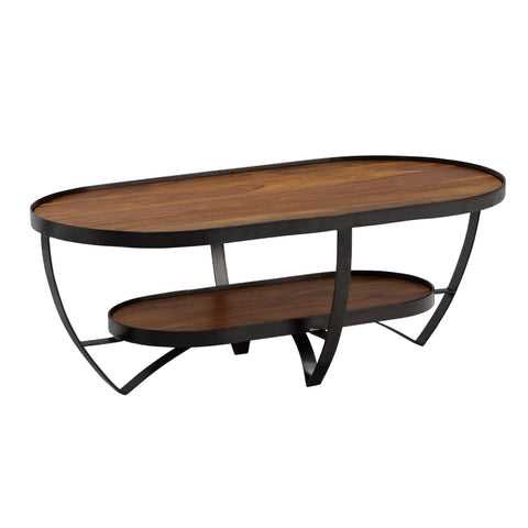 Rootz Stylish Oval Coffee Table - Modern Design - Wooden Table - Extra Storage - 100cm x 50cm x 37.5cm