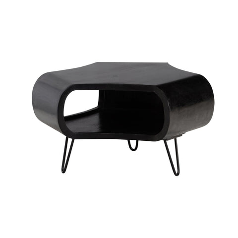Rootz Modern Living Room Table - Coffee Table - Large Storage - Solid Wood & Iron - 60cm x 60cm x 35cm