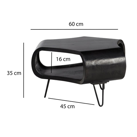 Rootz Modern Living Room Table - Coffee Table - Large Storage - Solid Wood & Iron - 60cm x 60cm x 35cm