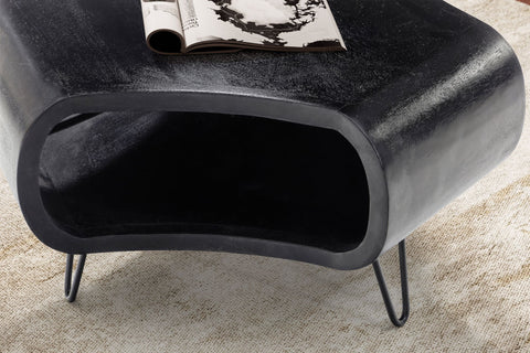 Rootz Modern Living Room Table - Coffee Table - Large Storage - Solid Wood & Iron - 60cm x 60cm x 35cm
