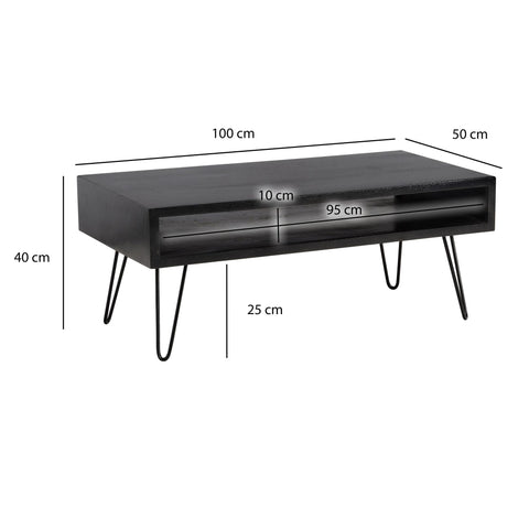 Rootz Rectangular Living Room Table - Coffee Table - Modern Table - Mango Wood Grain - 100cm x 50cm x 40cm